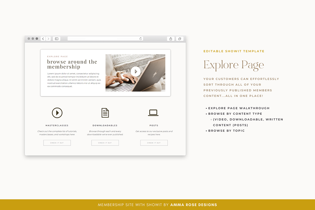 Showit Membership Website Template, a Websites & App Template by ammarosedesignsllc (Photo 8 of 9)
