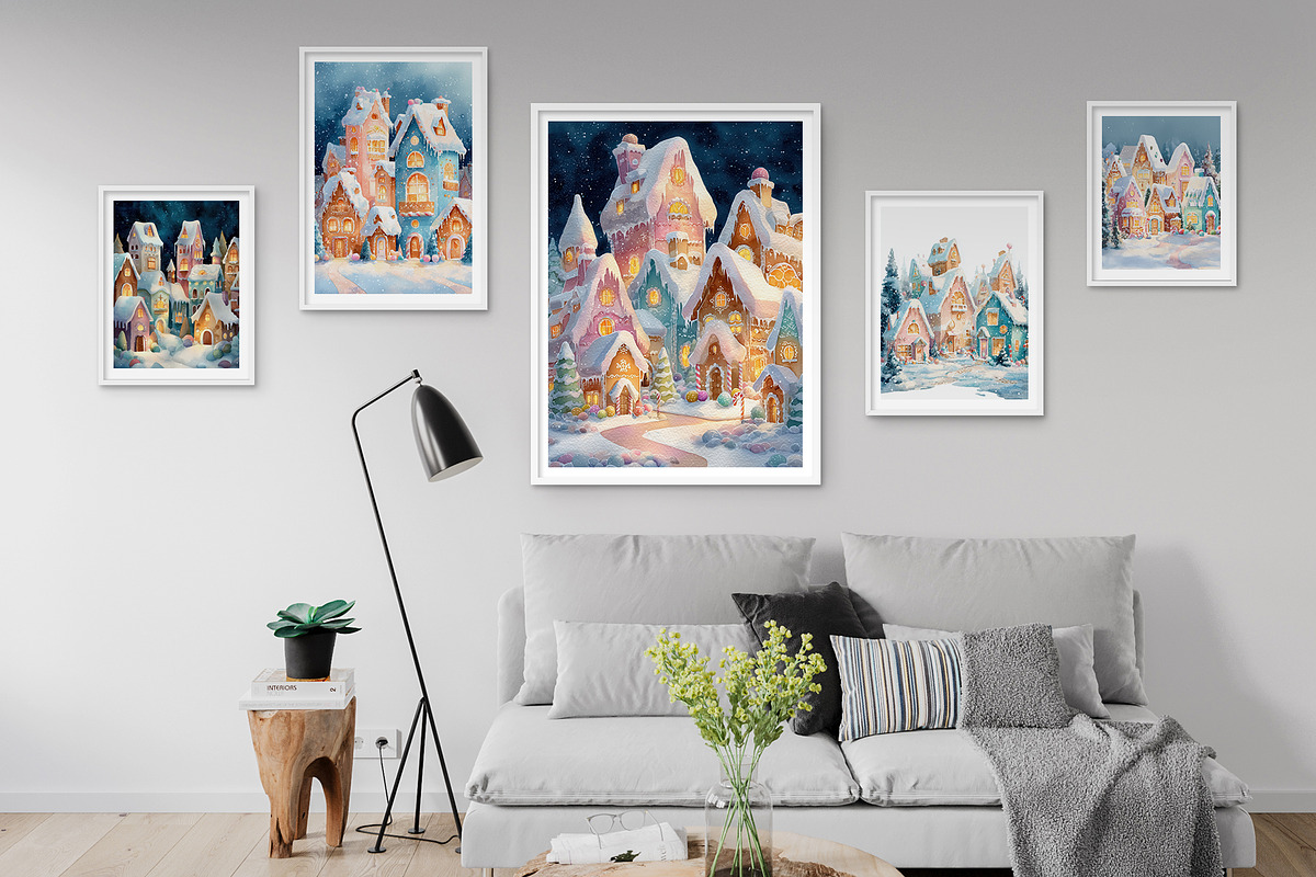 Christmas Snowy Cottage Illustration, a Decorative Illustration by Housui Patterns (Photo 9 of 9)
