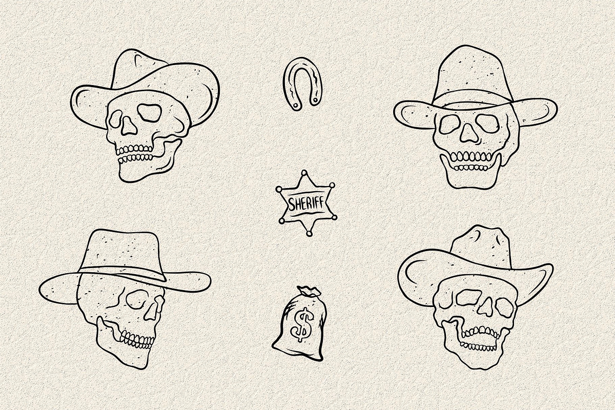 WESTERN SKULL (SVG, VECTOR, PNG), an Illustration by Ben studio (Photo 3 of 4)