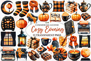 Watercolor Cozy Evening Clipart, an Illustration by Designworld (Thumbnail 1 of 5)