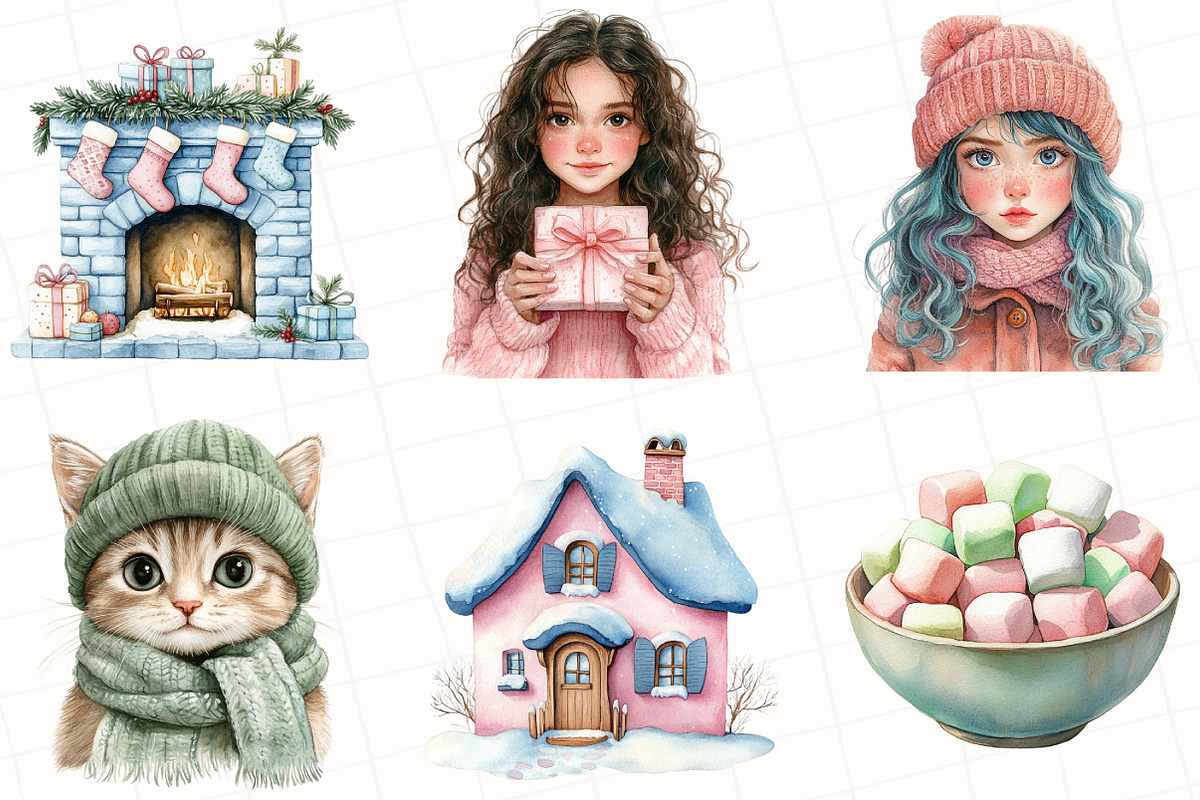 Cozy Pastel Christmas Clipart, an Illustration by OK Design (Photo 5 of 5)
