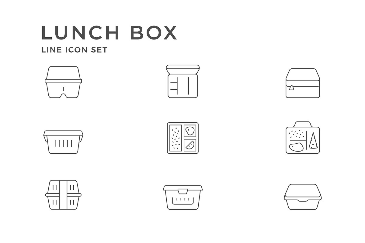 Set line icons of lunch box, an Outline Icon by motorama (Photo 2 of 2)