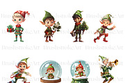 Cute Elf Clipart, Christmas Elf PNG, a Sport Illustration by BrushstrokeArtGB (Thumbnail 2 of 9)