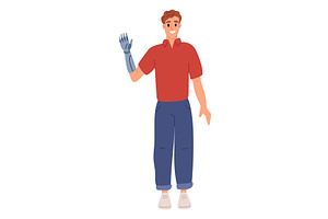 Disabled man with prosthetic bionic, a Healthcare Illustration by Vectorbuum