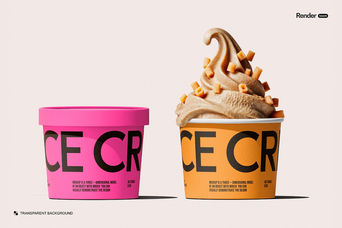 Ice Cream Cup Mockup Set, a Packaging Mockup by Renderteam (Photo 15 of 16)
