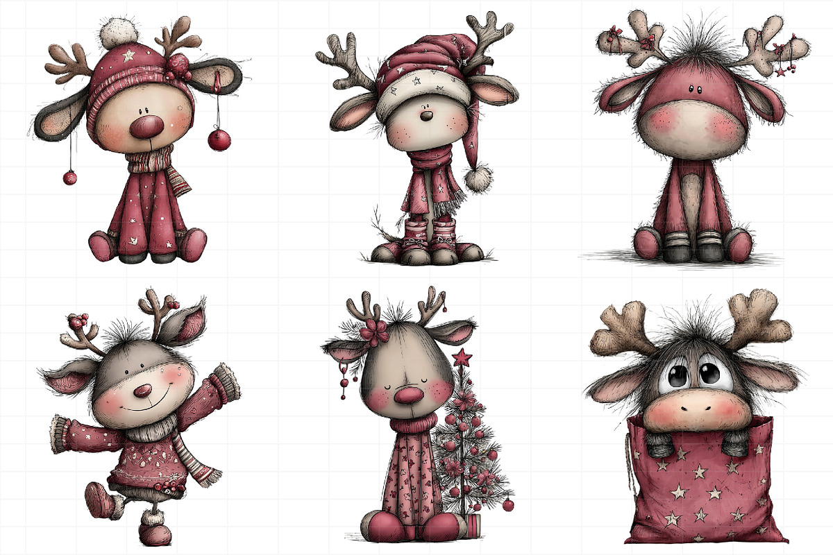 Cute Cartoon Christmas Reindeer, an Illustration by Daily.Designs (Photo 5 of 5)