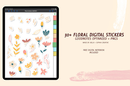 Floral Digital Stickers Goodnotes 5