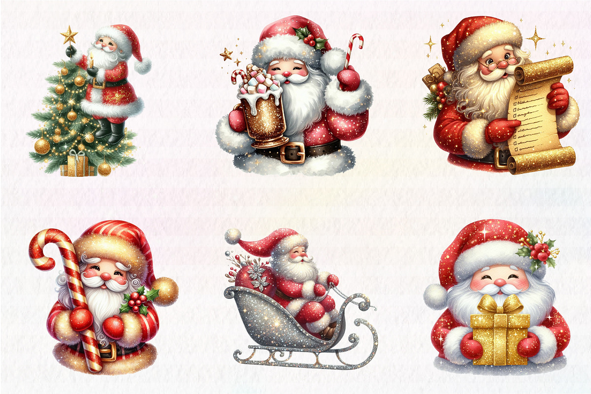 Glitter Christmas Santa Claus, an Illustration by CreationArt (Photo 2 of 5)