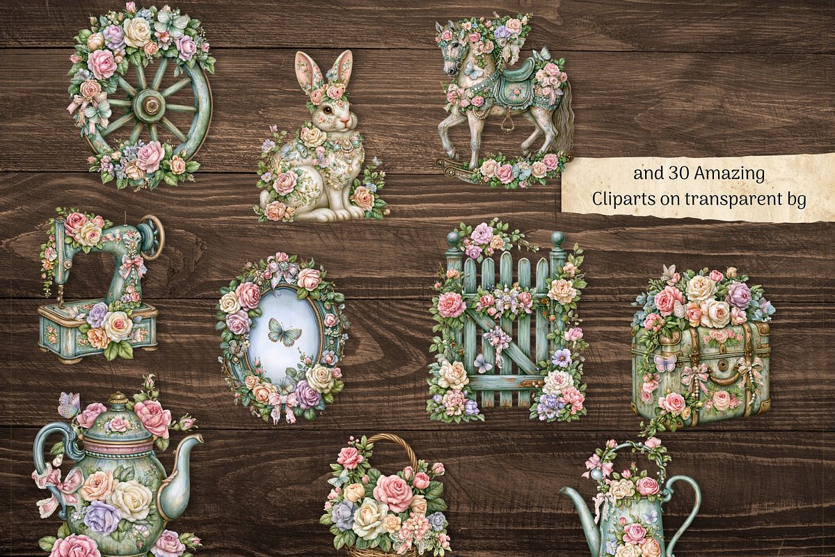 Shabby Chic Floral Junk Journal Kit, a Decorative Illustration by Print Haven Mochi Vintage (Photo 7 of 8)