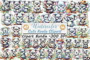 Cute Watercolor Koala Clipart, an Illustration by DreamCafeArt (Thumbnail 1 of 7)