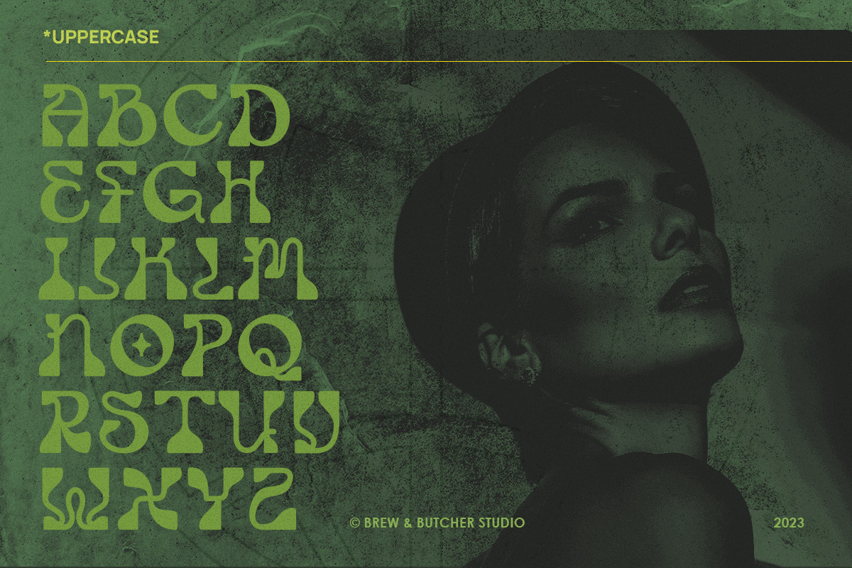 Bombus | Psychedelic Typeface, a Serif Font by Brew & Butcher Studio (Photo 2 of 12)