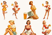 Retro Pin Up Beer Girl Clip Art, a Person Illustration by Design Scotch (Thumbnail 5 of 7)