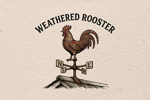 Weathered rooster illustration, an Object Illustration by Vectorlina