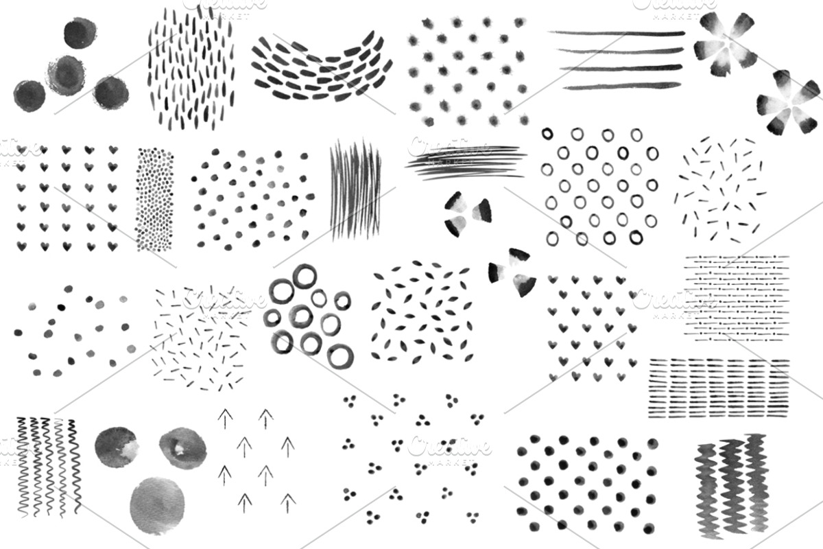 Watercolor pattern Photoshop brushes, a Brush Add-On by Little Bean (Photo 2 of 7)