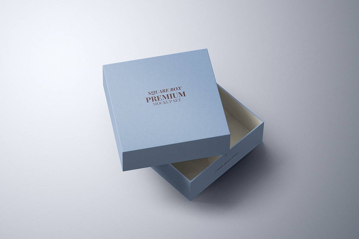 Square Rigid Two-Piece Box Mockup, a Packaging Mockup by Sheikhadesign (Photo 10 of 11)