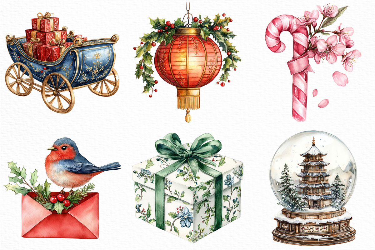 Christmas Chinoiserie Sublimation, an Illustration by Craft Nest (Photo 2 of 6)