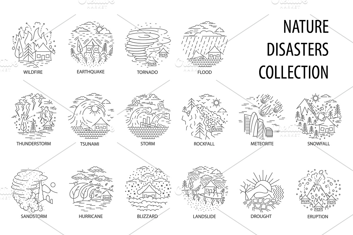 Natural disaster in linear style, an Illustration by IvanFet