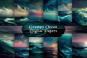 Grumpy Ocean Digital Paper Set