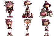 Quirky Christmas Cute Girl Clipart, an Illustration by Craft Nest (Thumbnail 3 of 8)