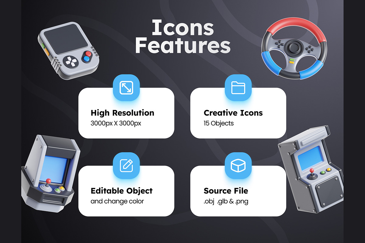 Retro Game Console 3D Icons, an Object 3D Model by Rakata Studio (Photo 2 of 7)