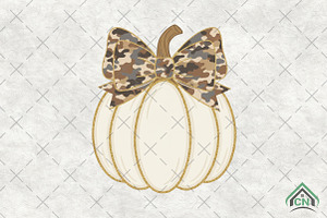 Preppy Camo Pumpkin Coquette Fall, an Illustration by Craft Nest