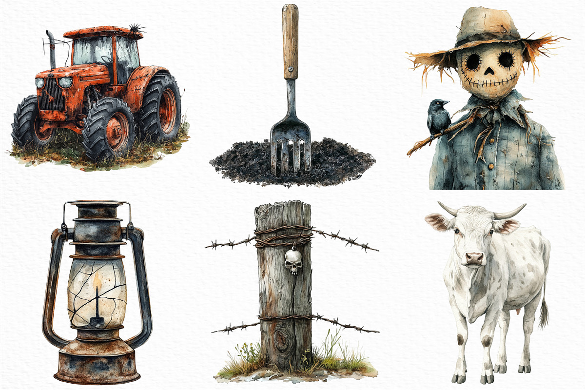 Creepy Halloween Farm Clipart Bundle, an Illustration by Craft Nest (Photo 4 of 5)