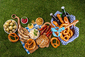 Oktoberfest picnic and barbecue food, Oktoberfest bavarian party, a Food & Drink Photo by Rimma
