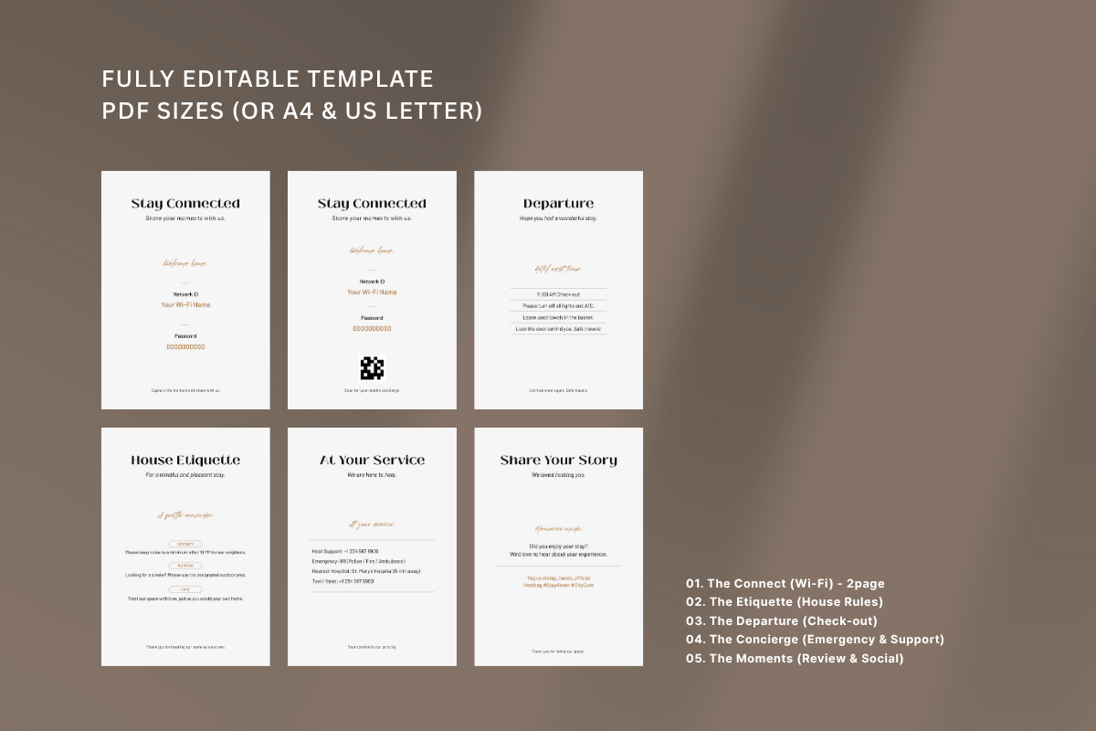 Modern Neutral Airbnb Signage Bundle, a Stationery Template by batang (Photo 2 of 15)