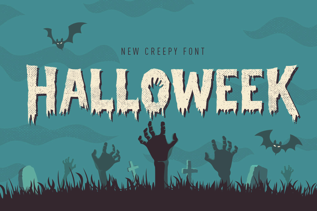 Halloweek, a Font by StereoType (Photo 1 of 8)