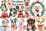 Cute Christmas Dogs Clipart, a Seasonal Illustration by CitraGraphics (Thumbnail 1 of 5)