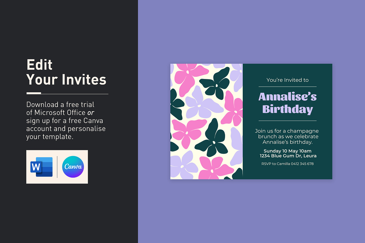 Annalise Birthday Invitation, an Invitation Template by Mountain Folk Creative (Photo 2 of 7)