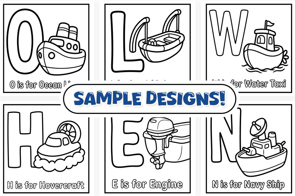 Boat & Ship ABC Coloring Book, an Education Illustration by Craftsbeefy (Photo 3 of 4)