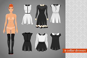 Vector contrast collar dresses