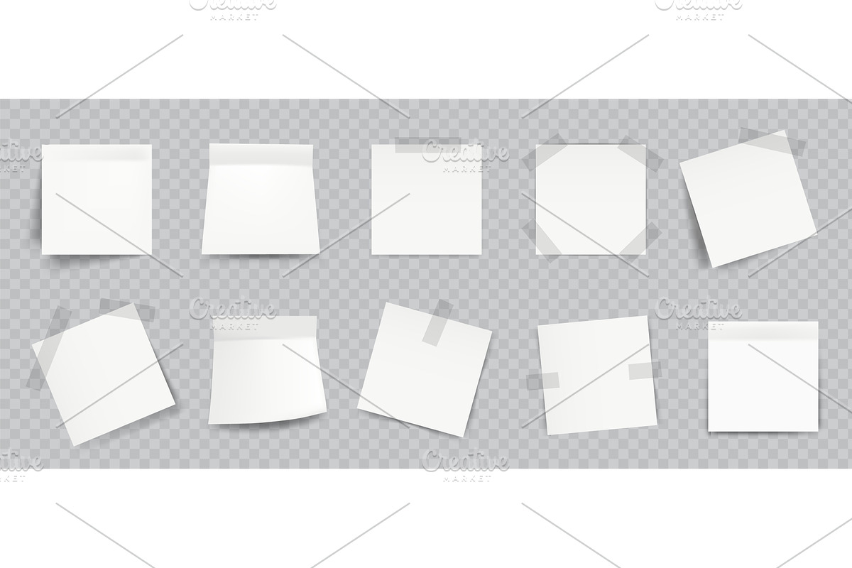 White 3d paper note. Realistic, an Object Illustration by Frogella