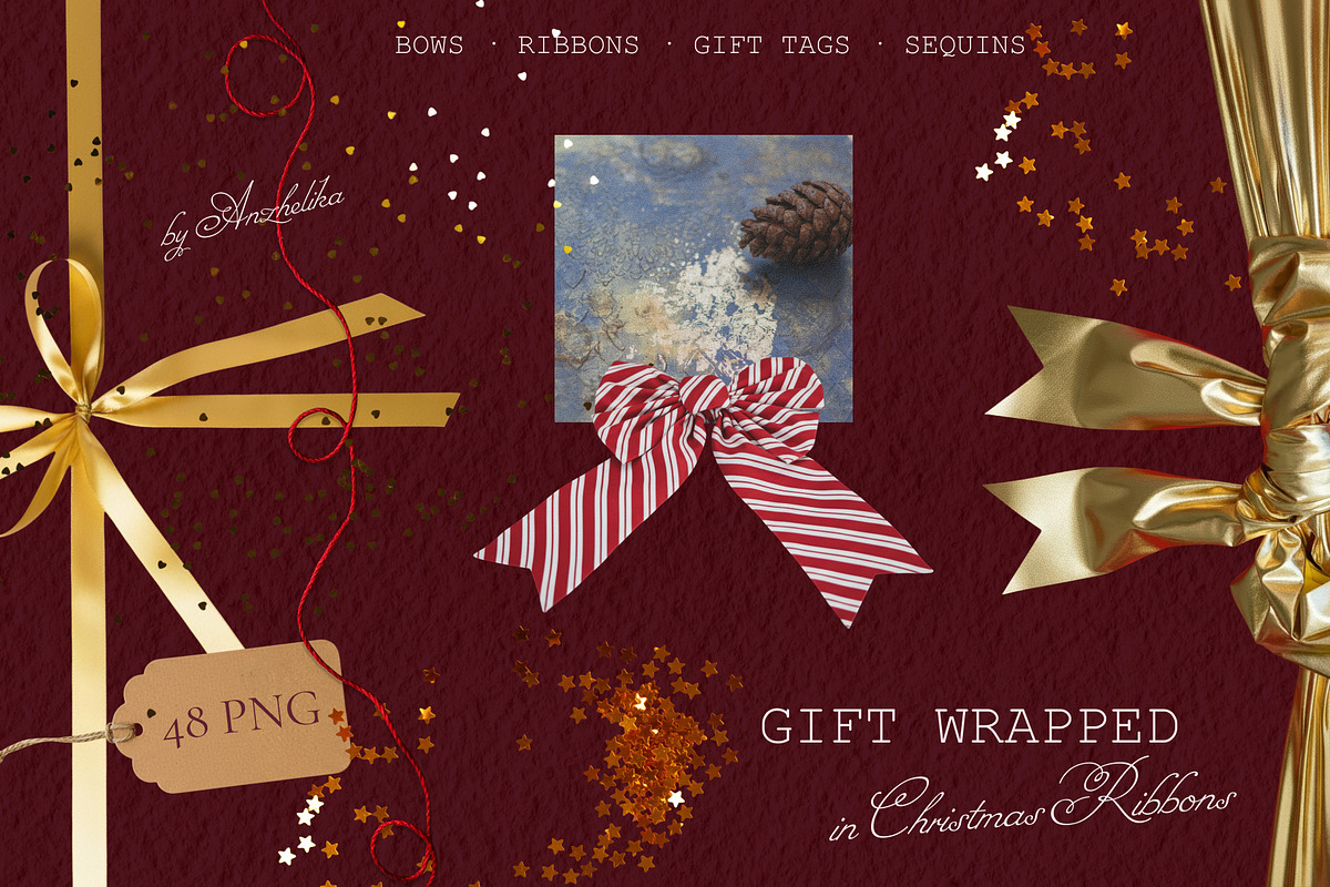 Gift Wrapped in Christmas Ribbons, an Object Graphic by Anzhelika (Photo 1 of 12)