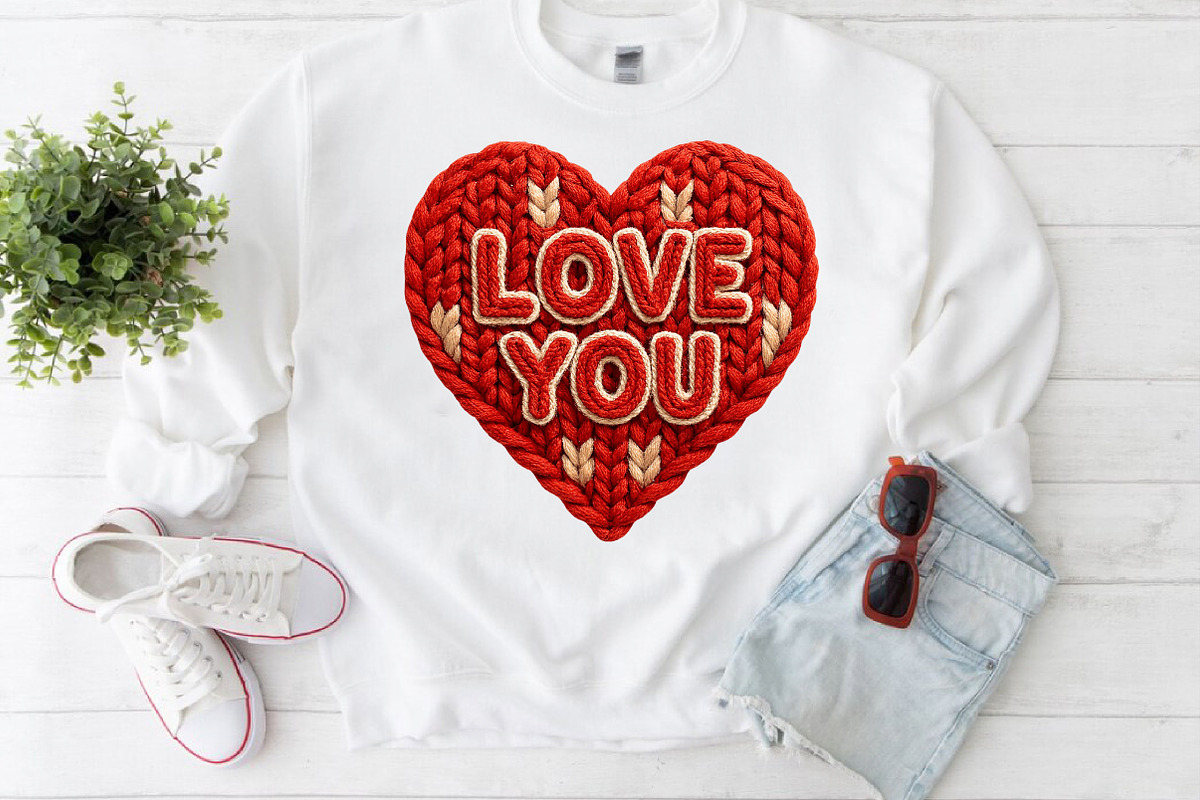 Knitted LOVE YOU Heart Valentine PNG, an Illustration by Craft Nest (Photo 4 of 5)