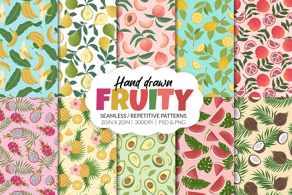 Hand drawn fruit Seamless pattern, a Pattern Graphic by CreativeChristiana (Photo 1 of 12)
