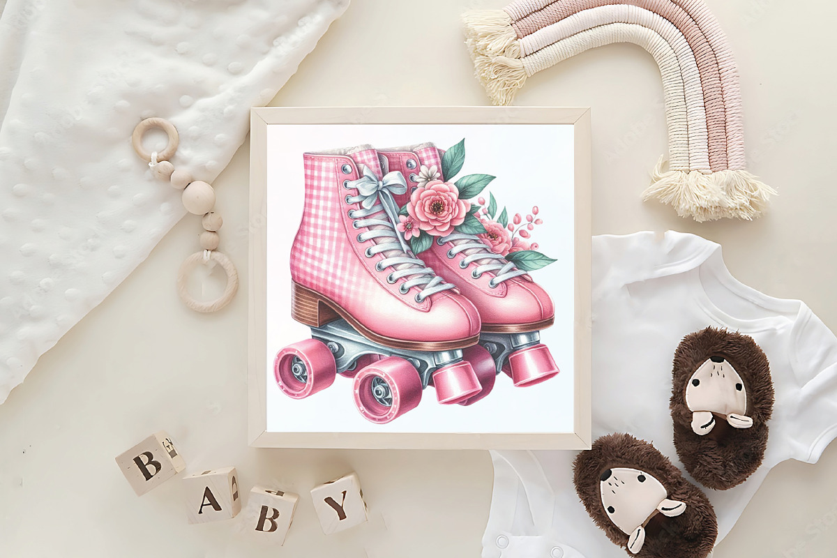 Bohemian Pink Gingham Summer Clipart, an Illustration by CraftArtStudio (Photo 6 of 6)