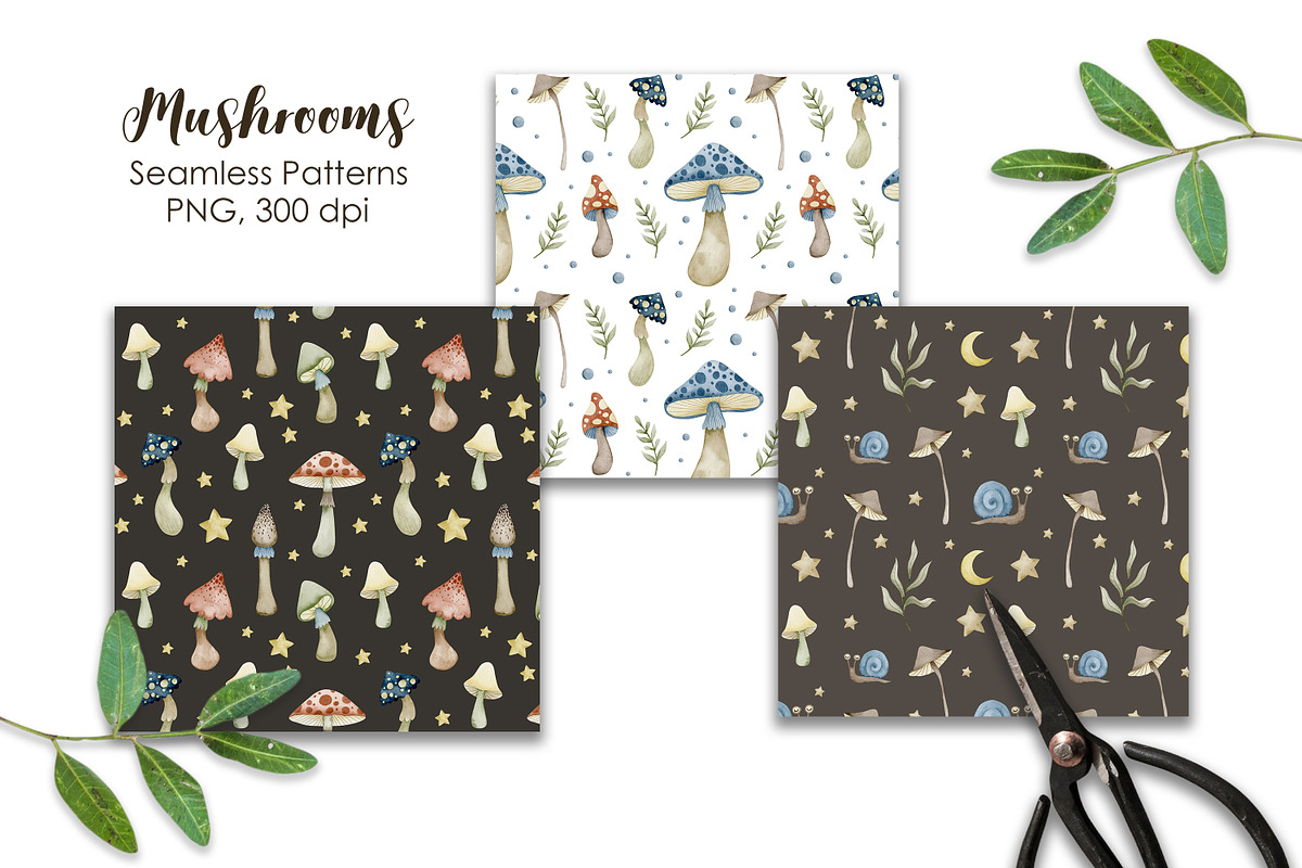 Watercolor mushrooms collection., a Decorative Illustration by Kira Konoshenko (Photo 8 of 12)