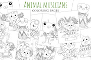 Animal Musicians Coloring Kids Set, an Animal Illustration by Peekadillie Art (Thumbnail 1 of 3)