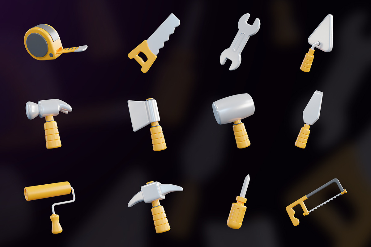 Construction Tools 3D Icon, an Object Graphic by Artnivora.Std (Photo 4 of 4)