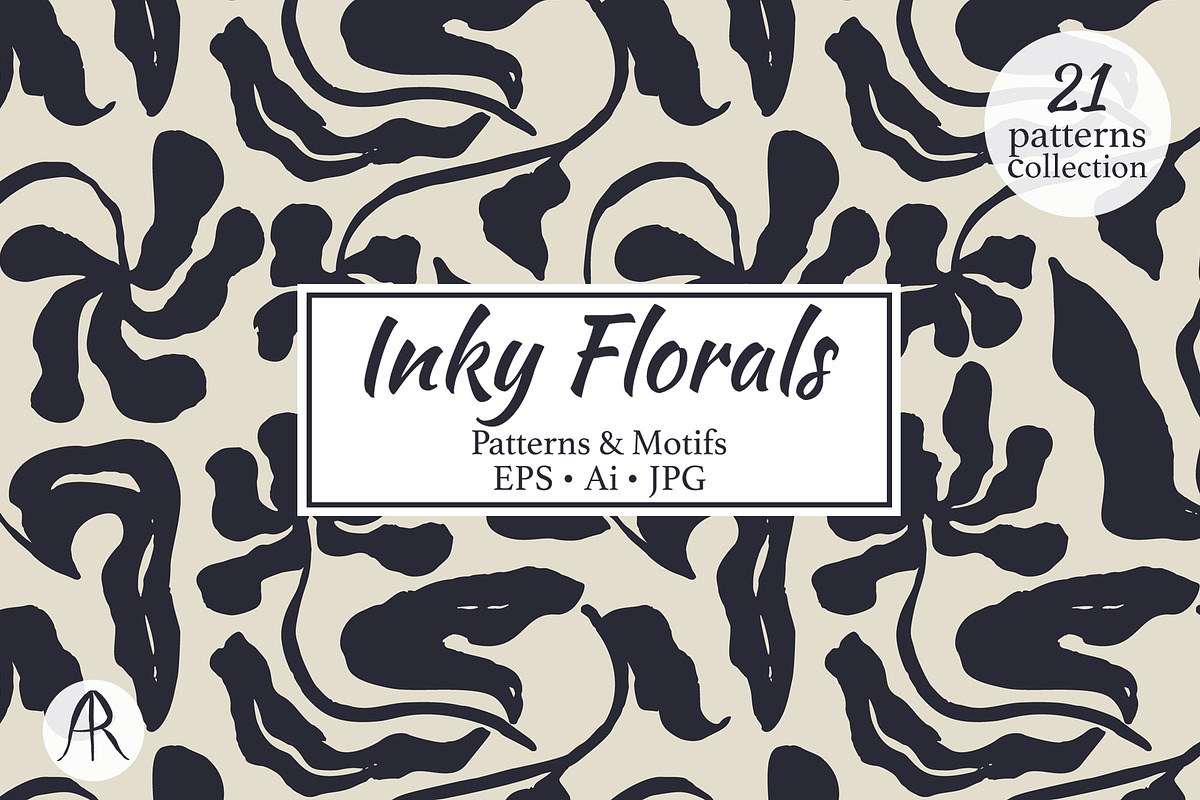 Abstract Ink Wash Floral Patterns, a Pattern Graphic by Rose Design (Photo 1 of 11)