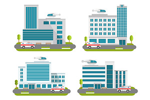 A set of Hospitals in flat style