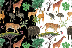 Safari Park - Watercolor Patterns