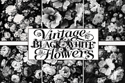 Vintage Black White Flowers, a Background Graphic by Printable Treasure (Thumbnail 1 of 8)