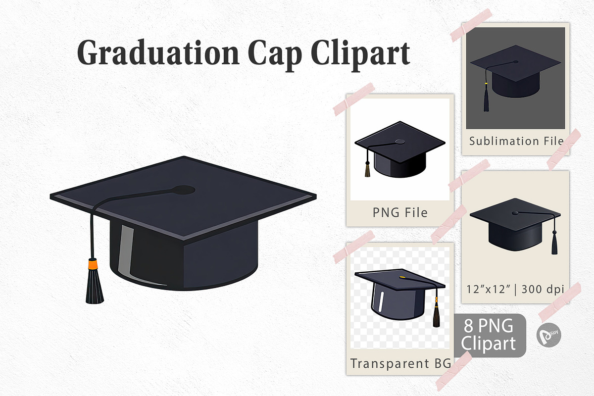 Graduation Cap Clipart, a Graphic by Artnoy (Photo 1 of 5)