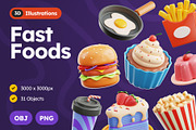 Fast Foods 3D Icons, a Food & Drink 3D Model by Rakata Studio (Thumbnail 1 of 7)