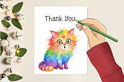 Watercolor Funny Quirky Cat Png, an Illustration by Creative Art (Thumbnail 4 of 8)