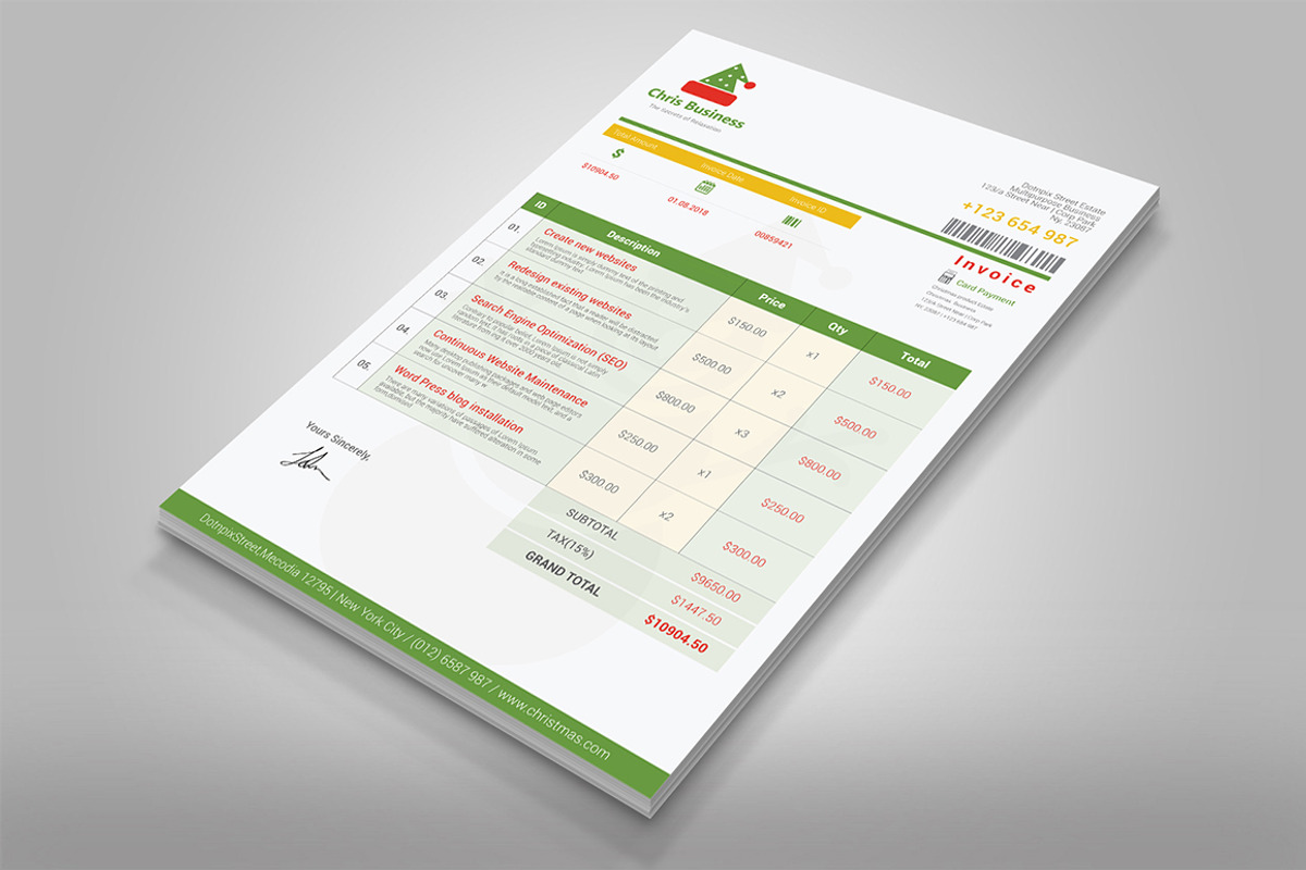 Christmas Event Invoice, a Stationery Template by Dotnpix (Photo 2 of 3)