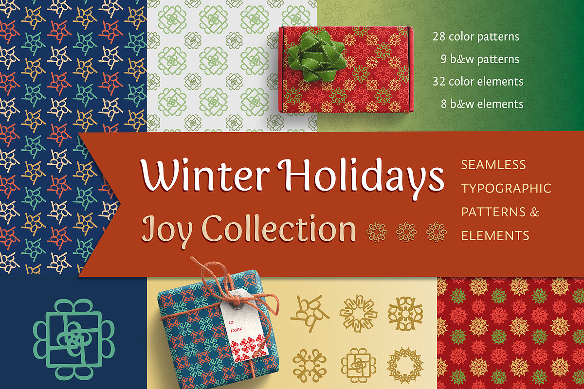 Winter Holidays Joy Collection, a Pattern Graphic by Type Art Crafters (Photo 1 of 15)